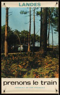 9w645 FRENCH NATIONAL RAILROADS French travel poster '69 image of traing in forest, Landes!