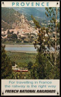 9w646 FRENCH NATIONAL RAILROADS French travel poster '71 Denimal photo of village & lake, Provence
