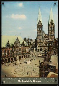 9w585 GERMANY German travel poster '60s great image of Bremen's ancient Market Square!