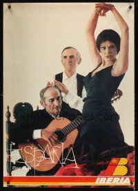 9w615 IBERIA ESPANA Spanish travel poster '78 cool image of dancer & musicians, Flamenco!