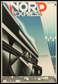 9w096 NORD EXPRESS French art print '80 Cassandre art of train from 1927 travel poster!