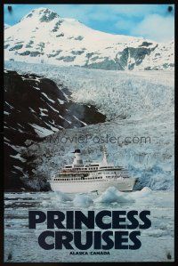 9w633 PRINCESS CRUISES travel poster '80s cool image of The Pacific Princess & glacier!