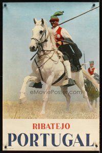 9w612 RIBATEJO PORTUGAL Portuguese travel poster '60 wonderful image of man on horseback!