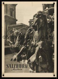 9w545 SALZBURG AUSTRIA Austrian travel poster '50s image of The Horse Fountain in Dom Square!