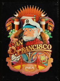 9w634 SAN FRANCISCO PSA travel poster '80s wonderful art of sailor & iconic images!