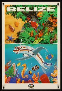 9w613 TACA INTERNATIONAL AIRLINES: BELIZE Salvadoran travel poster '90s