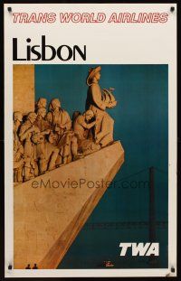 9w511 TRANS WORLD AIRLINES LISBON travel poster '90s The Monument to the Discoveries!