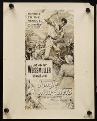 9y696 JUNGLE MAN-EATERS 5 8x10 stills '54 Johnny Weissmuller fighting cannibals, three-sheet art!