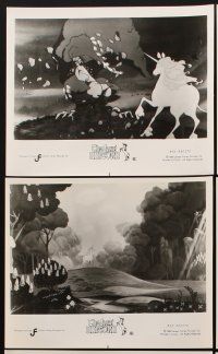 9y567 LAST UNICORN 8 8x10 stills '82 fantasy cartoon images with unicorn & giant flaming bull!