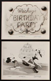9y570 MICKEY'S BIRTHDAY PARTY 8 8x10 stills '42 Disney, Mickey & Minnie Mouse, Goofy, Donald & more!
