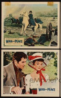 9y080 WAR & PEACE 4 color English FOH LCs '56 Audrey Hepburn, Henry Fonda & Mel Ferrer, Tolstoy epic