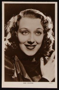 9z005 ANN DVORAK postcard English 4x6 '30s super close portrait of the pretty actress, Picturegoer!