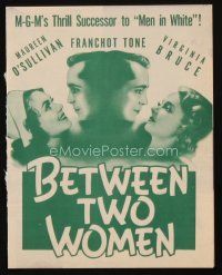 9z347 BETWEEN TWO WOMEN herald '37 Dr. Franchot Tone, sexy Maureen O'Sullivan & Virginia Bruce!