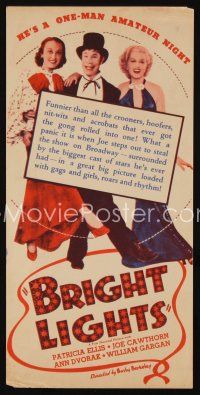 9z356 BRIGHT LIGHTS herald '35 Joe E. Brown in tux with sexy Ann Dvorak & Patricia Ellis!