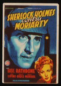 9z056 ADVENTURES OF SHERLOCK HOLMES Spanish herald '40 Soligo art of detective Basil Rathbone!
