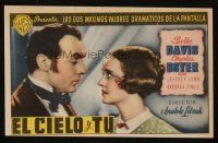 9z063 ALL THIS & HEAVEN TOO Spanish herald '40 close up of Bette Davis & Charles Boyer!