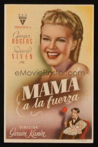 9z071 BACHELOR MOTHER Spanish herald '39 Ginger Rogers + art of David Niven with baby!