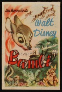 9z072 BAMBI Spanish herald '50 Walt Disney cartoon deer classic, great art with Thumper & Flower!