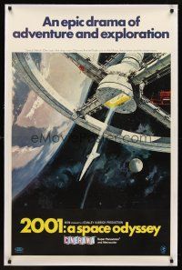 1a239 2001: A SPACE ODYSSEY linen Cinerama 1sh '68 Stanley Kubrick, art of space wheel by McCall!