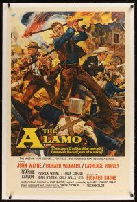 1a248 ALAMO linen 1sh '60 Brown art of John Wayne & Richard Widmark in the War of Independence!