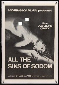 1a252 ALL THE SINS OF SODOM linen 1sh '68 Joe Sarno sexploitation, c/u of sexy naked woman!