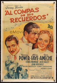 1a153 ALEXANDER'S RAGTIME BAND linen Argentinean R49 art of Power, Faye & Ameche, Irving Berlin