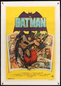 1a157 BATMAN linen Argentinean R70s DC Comics, cool art of Adam West & Burt Ward w/villains!