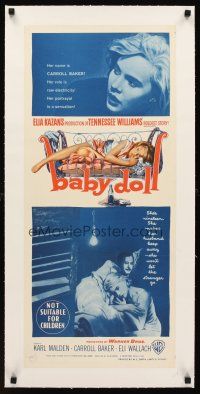 1a184 BABY DOLL linen Aust daybill '57 Elia Kazan, classic image of sexy troubled Carroll Baker!