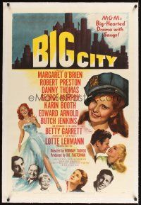 1a263 BIG CITY linen 1sh '48 Margaret O'Brien, Betty Garrett, Danny Thomas, New York City!