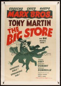 1a265 BIG STORE linen 1sh R40s Hirschfeld art of the three Marx Brothers, Groucho, Harpo & Chico!