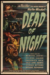 1a308 DEAD OF NIGHT linen 1sh '46 Alberto Cavalcanti English horror, cool artwork!