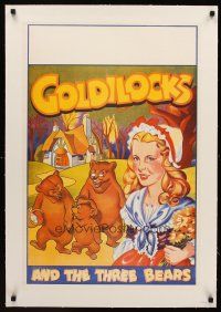 1a058 GOLDILOCKS & THE THREE BEARS linen stage play English double crown '30s great stone litho!