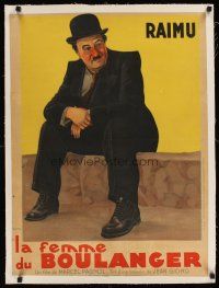 1a114 BAKER'S WIFE linen French 23x30 '38 Marcel Pagnol's La femme du boulanger, art of Raimu!