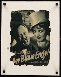 1a129 BLUE ANGEL linen German program cover '30 Josef von Sternberg, Jannings, Marlene Dietrich