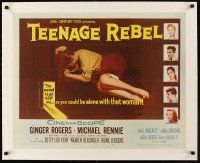 1a015 TEENAGE REBEL linen 1/2sh '56 Rennie sends daughter to mom Ginger Rogers so he can have fun!