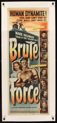 1a019 BRUTE FORCE linen insert '47 great art of tough Burt Lancaster & sexy Yvonne DeCarlo!
