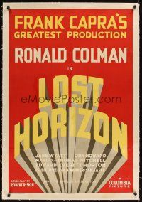 1a408 LOST HORIZON linen 1sh '37 Frank Capra's greatest production starring Ronald Colman!