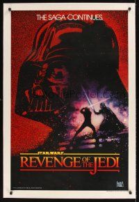 1a456 RETURN OF THE JEDI linen teaser 1sh '83 George Lucas classic, Revenge of the Jedi, Drew art!
