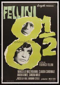1a131 8 1/2 linen Spanish '66 Federico Fellini classic, Marcello Mastroianni & Claudia Cardinale!