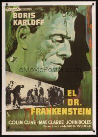1a132 FRANKENSTEIN linen Spanish R65 different MCP artwork of Boris Karloff as the monster!