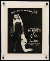 1a033 GILDA linen special 13x16 '46 sexiest smoking Rita Hayworth full-length in sheath dress!