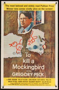 1a505 TO KILL A MOCKINGBIRD linen 1sh '63 Gregory Peck classic, from Harper Lee's novel!