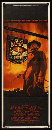 1b038 HIGH PLAINS DRIFTER insert '73 classic art of Clint Eastwood holding gun & whip!