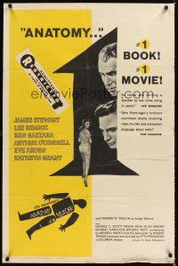 1c075 ANATOMY OF A MURDER style A 1sh '59 Preminger, Saul Bass silhouette art + images of stars!