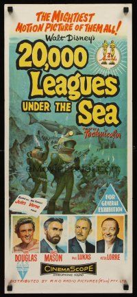 1c041 20,000 LEAGUES UNDER THE SEA Aust daybill '55 Jules Verne classic, art of deep sea divers!
