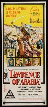 1c051 LAWRENCE OF ARABIA Aust daybill '63 David Lean classic, stone litho art of Peter O'Toole!