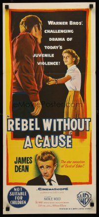 1c057 REBEL WITHOUT A CAUSE Aust daybill '55 Nicholas Ray classic, James Dean & Natalie Wood!