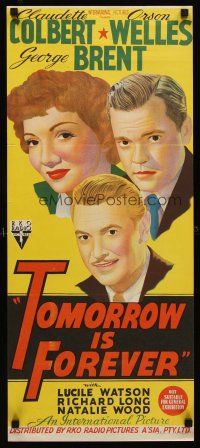 1c069 TOMORROW IS FOREVER Aust daybill '45 portraits of Orson Welles, Colbert & George Brent!