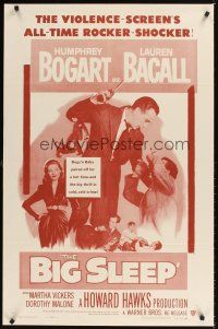 1c081 BIG SLEEP 1sh R54 Humphrey Bogart, sexy Lauren Bacall, Howard Hawks classic!