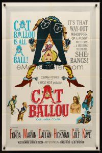 1c085 CAT BALLOU 1sh '65 classic sexy cowgirl Jane Fonda, Lee Marvin, great artwork!